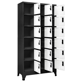 Lockerkast 90x40x180 cm staal antracietkleurig en wit 3