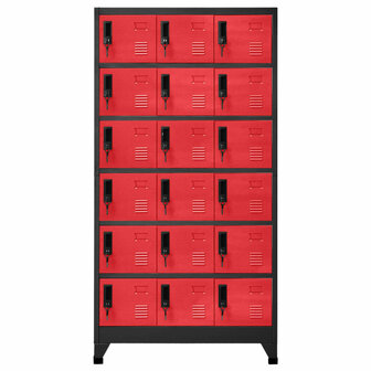 Lockerkast 90x40x180 cm staal antracietkleurig en rood 2