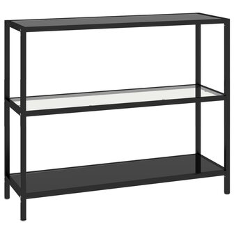 Schap 100x36x90 cm gehard glas transparant en zwart 2