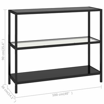 Schap 100x36x90 cm gehard glas transparant en zwart 7