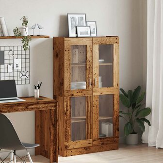 Hoge kast 82,5x30,5x150 cm bewerkt hout oud houtkleurig 3
