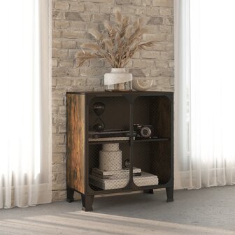Opbergkast 72x36x82 cm metaal en MDF rustiek bruin 1