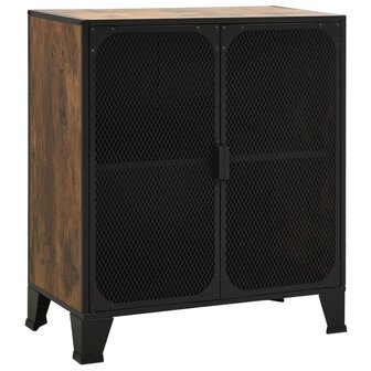 Opbergkast 72x36x82 cm metaal en MDF rustiek bruin 2