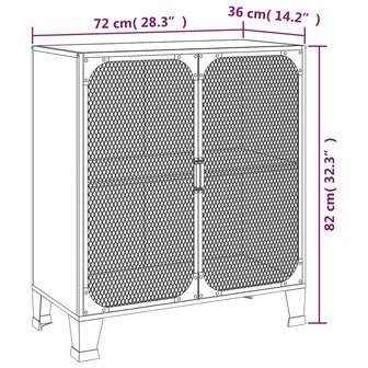 Opbergkast 72x36x82 cm metaal en MDF rustiek bruin 9