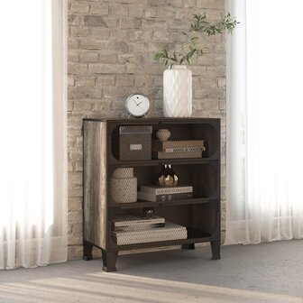 Opbergkast 72x36x82 cm metaal en MDF grijs 1