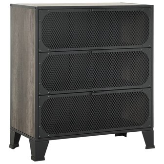 Opbergkast 72x36x82 cm metaal en MDF grijs 2