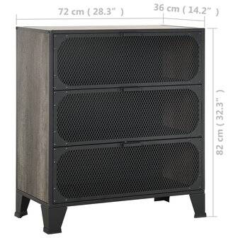 Opbergkast 72x36x82 cm metaal en MDF grijs 9