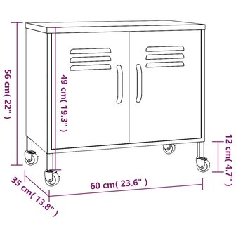 Opbergkast 60x35x56 cm staal wit 9