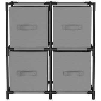 Opbergkast met 4 stoffen manden 63x30x71 cm staal grijs 3