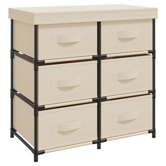 Opbergkast met 6 lades 55x29x55 cm staal cr&egrave;mekleurig 2