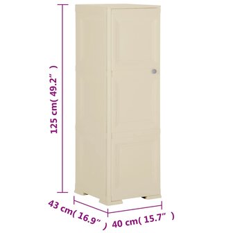 Opbergkast hout-look 40x43x125 cm kunststof angorawit 8