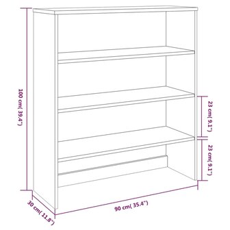 Opzetkast HAMAR 90x30x100 cm massief grenenhout honingbruin 8