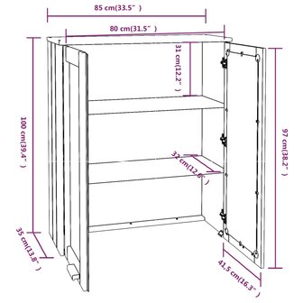 Opzetkast HAMAR 85x35x100 cm massief grenenhout honingbruin 9