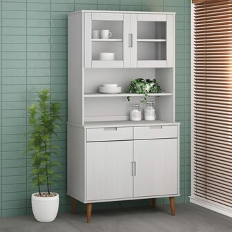 Opzetkast MOLDE 90x35x100 cm massief grenenhout wit 1