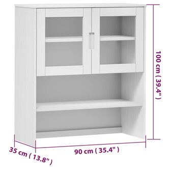 Opzetkast MOLDE 90x35x100 cm massief grenenhout wit 8