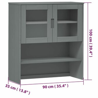 Opzetkast MOLDE 90x35x100 cm massief grenenhout grijs 8