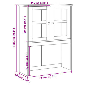Opzetkast VIGO 78x30x100 cm massief grenenhout grijs 9