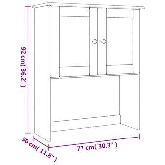 Opzetkast ALTA 77x30x92 cm massief grenenhout wit 9