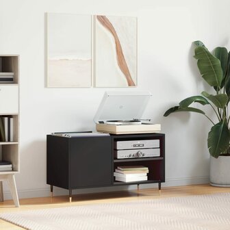 Platenkast 85x38x48 cm bewerkt hout zwart 1