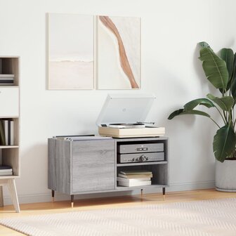 Platenkast 85x38x48 cm bewerkt hout grijs sonoma eikenkleurig 1