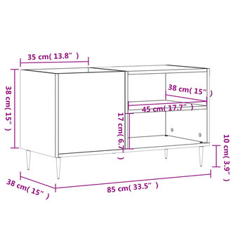 Platenkast 85x38x48 cm bewerkt hout grijs sonoma eikenkleurig 9