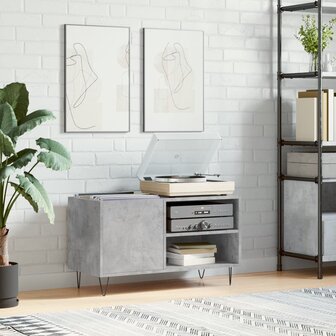 Platenkast 85x38x48 cm bewerkt hout betongrijs 1
