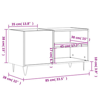 Platenkast 85x38x48 cm bewerkt hout gerookt eikenkleurig 9