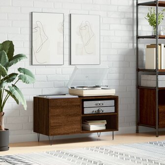 Platenkast 85x38x48 cm bewerkt hout bruin eikenkleur 1