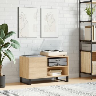 Platenkast 85x38x48 cm bewerkt hout sonoma eikenkleurig 1