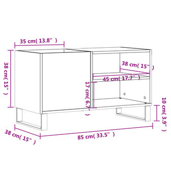 Platenkast 85x38x48 cm bewerkt hout gerookt eikenkleurig 9