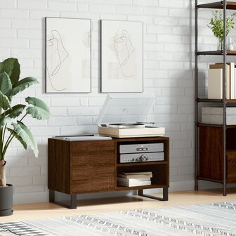 Platenkast 85x38x48 cm bewerkt hout bruin eikenkleur 1