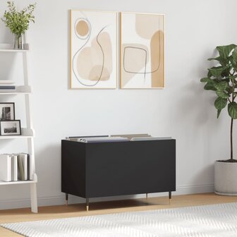 Platenkast 74,5x38x48 cm bewerkt hout zwart 1