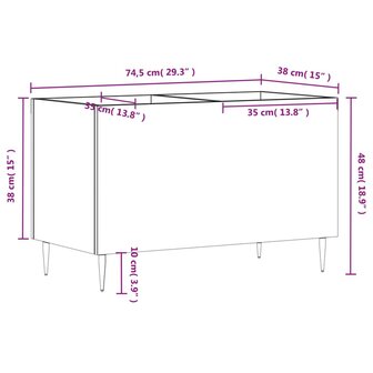 Platenkast 74,5x38x48 cm bewerkt hout zwart 9