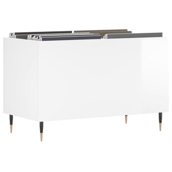 Platenkast 74,5x38x48 cm bewerkt hout hoogglans wit 3
