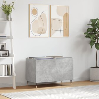 Platenkast 74,5x38x48 cm bewerkt hout betongrijs 1