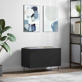 Platenkast 74,5x38x48 cm bewerkt hout zwart 1