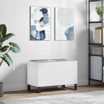 Platenkast 74,5x38x48 cm bewerkt hout wit 1