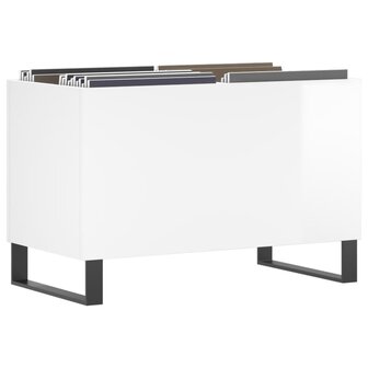 Platenkast 74,5x38x48 cm bewerkt hout hoogglans wit 3