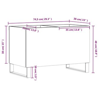Platenkast 74,5x38x48 cm bewerkt hout hoogglans wit 9