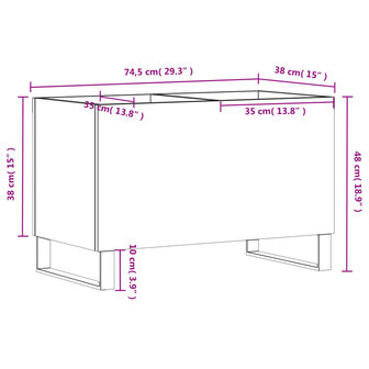 Platenkast 74,5x38x48 cm bewerkt hout gerookt eikenkleurig 9