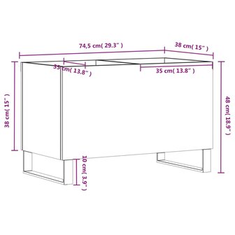 Platenkast 74,5x38x48 cm bewerkt hout grijs sonoma eikenkleurig 9