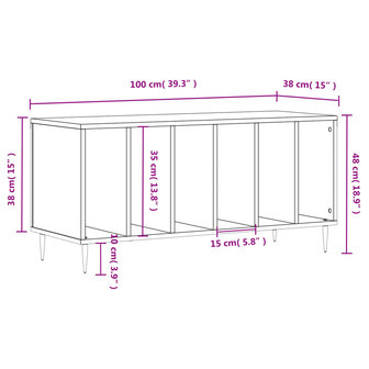 Platenkast 100x38x48 cm bewerkt hout zwart 9