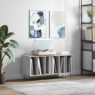 Platenkast 100x38x48 cm bewerkt hout betongrijs 1