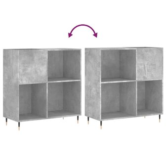 Platenkast 84,5x38x89 cm bewerkt hout betongrijs 7