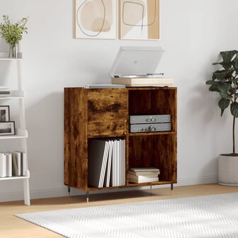 Platenkast 84,5x38x89 cm bewerkt hout gerookt eikenkleurig 1