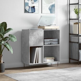 Platenkast 84,5x38x89 cm bewerkt hout betongrijs 1