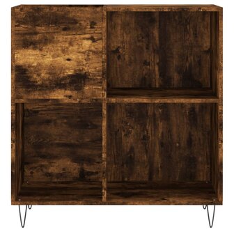 Platenkast 84,5x38x89 cm bewerkt hout gerookt eikenkleurig 4