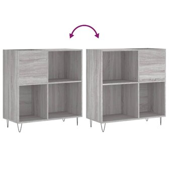Platenkast 84,5x38x89 cm bewerkt hout grijs sonoma eikenkleurig 7