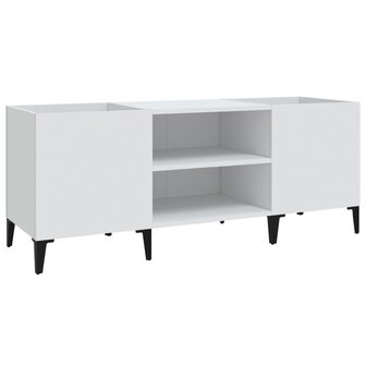 Platenkast 121x38x48 cm bewerkt hout wit 2