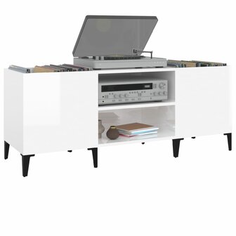 Platenkast 121x38x48 cm bewerkt hout wit 4